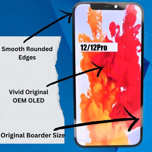 iPhone 12 & iPhone 12 Pro Screen Genuine OEM Soft OLED Full HD Screen and Digitizer Assembly 6.1 inches - Keep Face ID and Get Waterproof Sticker and Screen Protector Included - Image 2